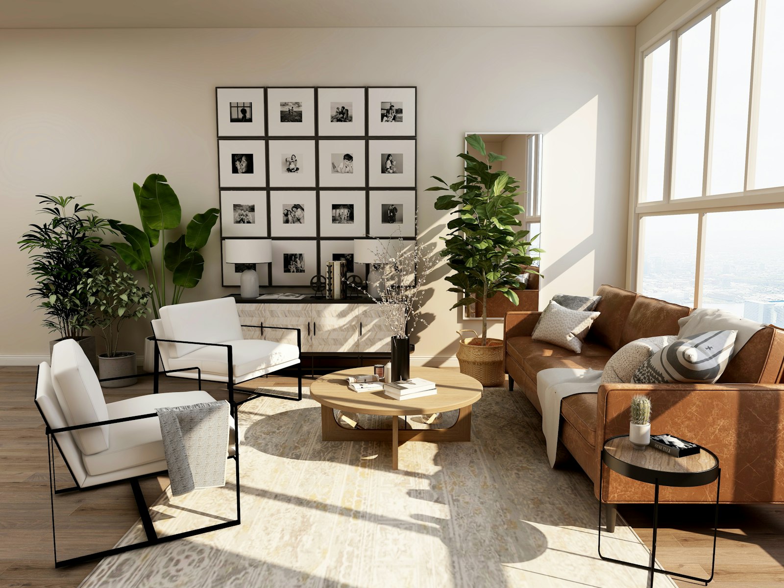 A bright, open living room of the kind The Green Way Solar designs home air conditioning systems for