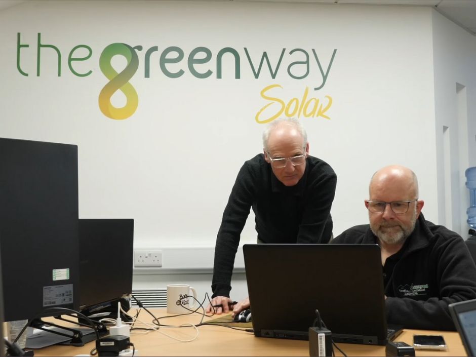 Andy and Duncan, the Green Way Solar team, in their Milton Keynes office